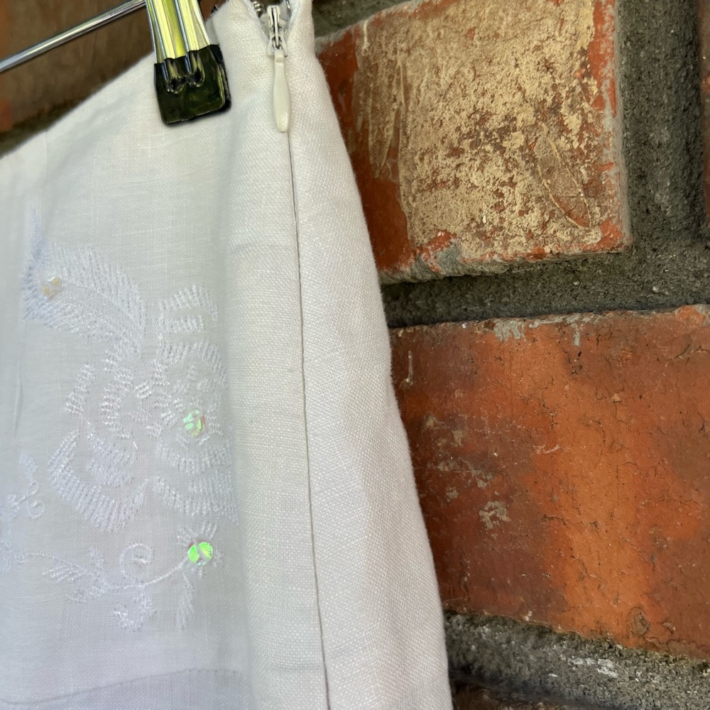 Edward Linen Skirt Embroidered Front 6 - Picture 4 of 9